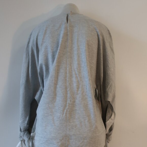 Womens Victoria Beckham Gray White Tie Cuff Bow Pullover Sweatshirt Top L - Picture 6 of 15